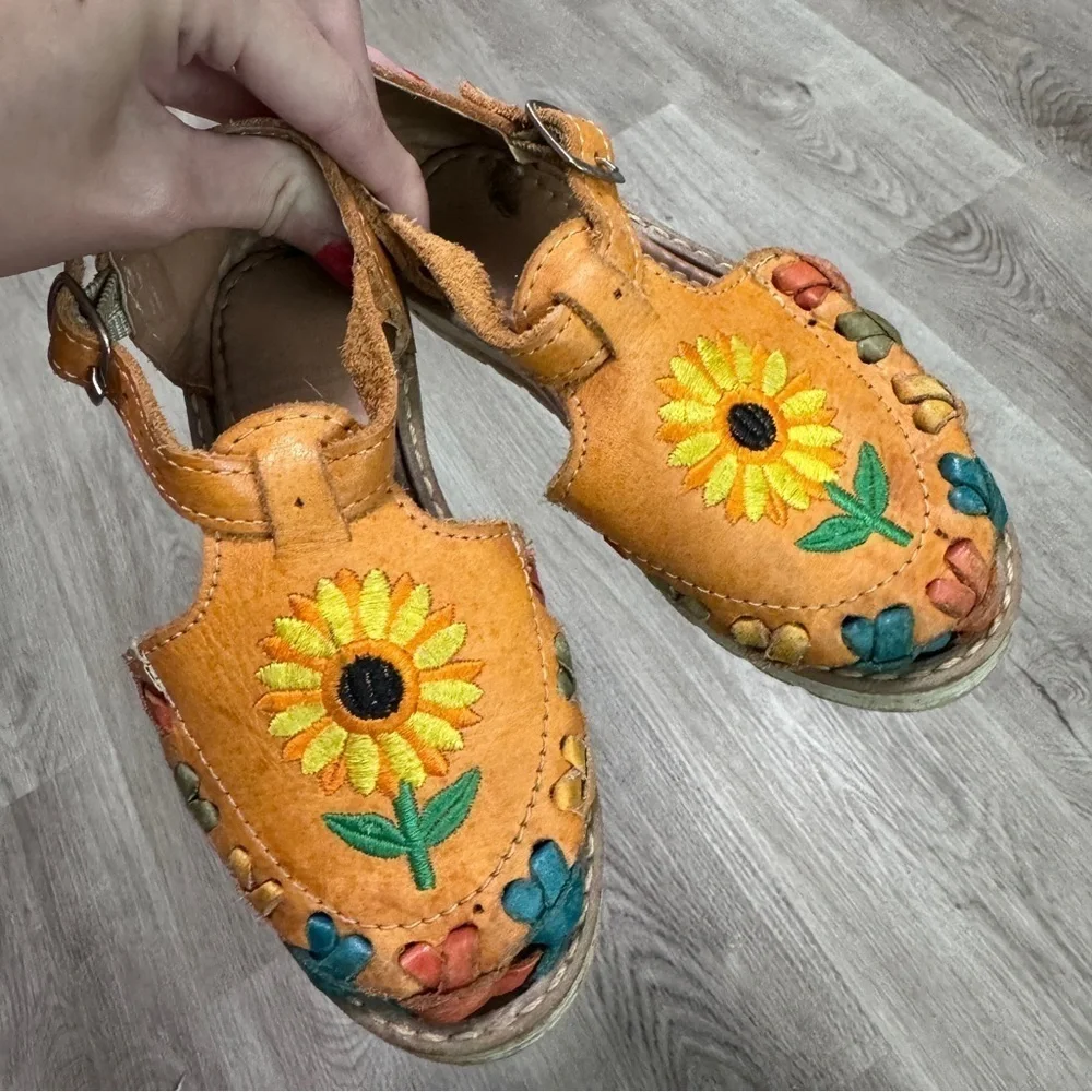 Made in Mexico Sunflower Girls Shoes Sandals Colorful Brown